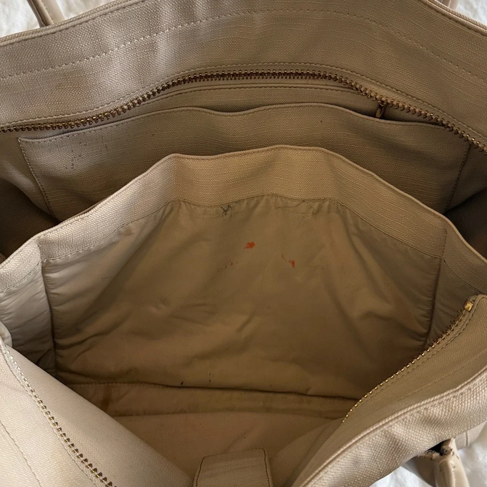 Dagne Dover Legend Laptop Tote in Vegan Leather (Bone with Gold Zipper) - Picture 6 of 11